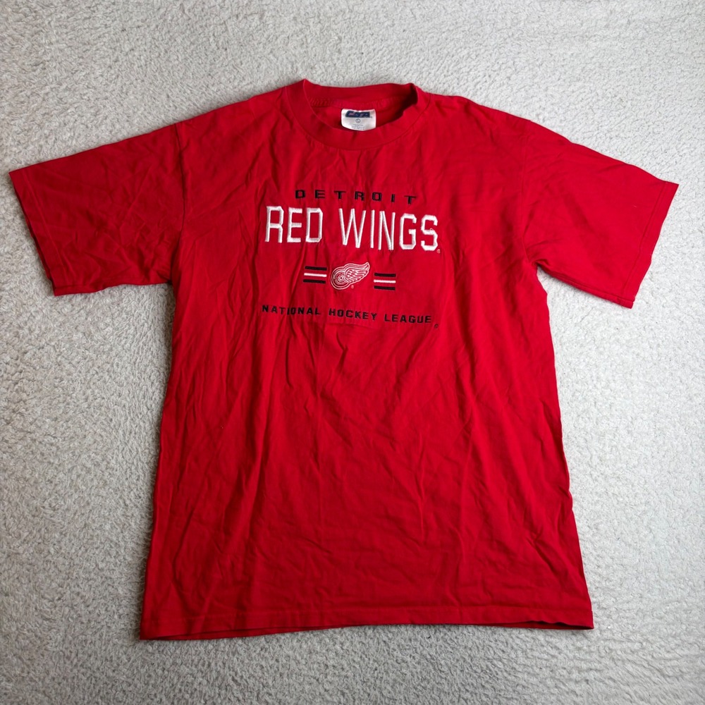 Vintage CSA Detroit Red Wings NHL Graphic T-Shirt Red Mens Large
